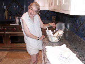 Jana enjoying the homemade ice cream off the dasher. That's the Prescott way!